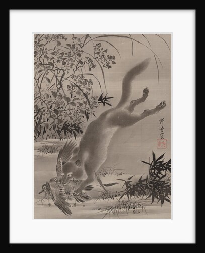 Fox Catching Bird, ca. 1887 by Kawanabe Kyosai