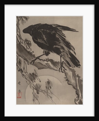 Crow and the Moon, ca. 1887 by Kawanabe Kyosai