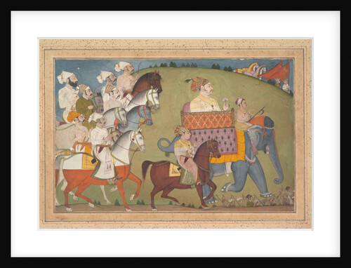 Maharaja Raj Singh in Procession with Members of His Court, ca. 1700 by Attributed to Nihal Chand