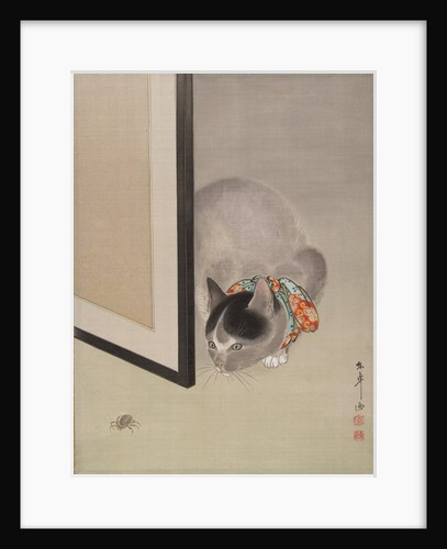 Cat Watching a Spider, ca. 1888-92 by Toko Oide