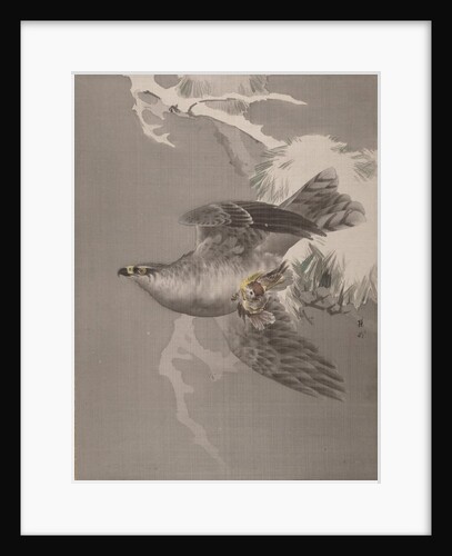 Hawk Holding a Small Bird, ca. 1891-92 by Okada Baison