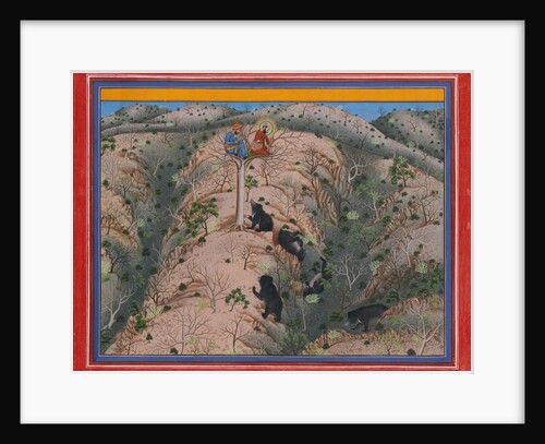 Maharaja Fateh Singh Hunting Female Bears, dated 1917 by Attributed to Pannalai