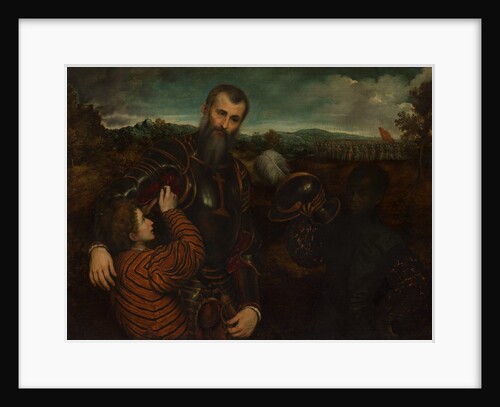 Portrait of a Man in Armor with Two Pages by Paris Bordone