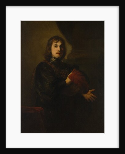 Portrait of a Man with a Breastplate and Plumed Hat by Style of Rembrandt