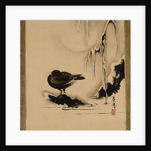 Lacquer Paintings of Various Subjects: Bird and Willow in Snow, 1882 by Shibata Zeshin