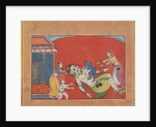The Death of the Demoness Putana: Folio from a Bhagavata Purana Series, ca. 1610 by Unknown