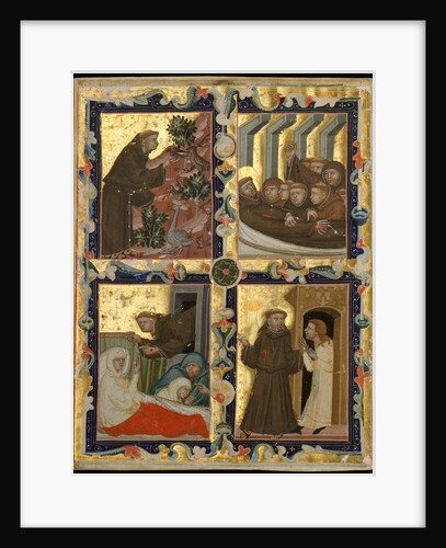 Manuscript Leaf with Scenes from the Life of Saint Francis of Assisi, ca. 1320-42 by Unknown