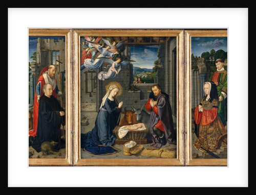 The Nativity with Donors and Saints Jerome and Leonard, ca. 1510-15 by Gerard David