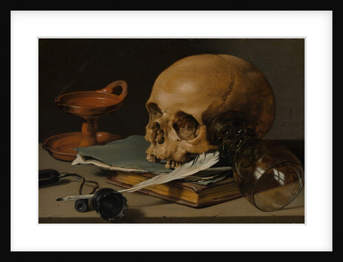 Still Life with a Skull and a Writing Quill, 1628 by Pieter Claesz