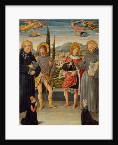 Saints Nicholas of Tolentino, Roch, Sebastian, and Bernardino of Siena…, 1481 by Benozzo Gozzoli