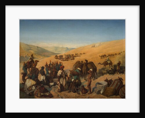Halt of Caravans at the Wells of Saba in the Desert South of Hebron, 1850 by Charles-Louis-Frédy de Coubertin