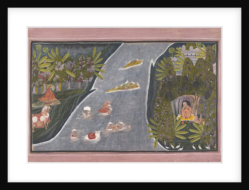 Radha Crosses a River to Interview a Hindu Sage, ca. 1820 by Chokha