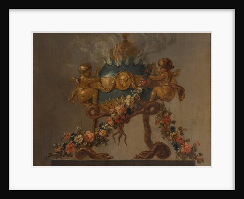 Perfume-burner supported by amorini and serpents and garlanded with flowers, 18th century by French Painter