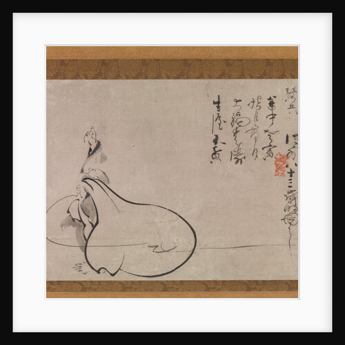 Hotei Pointing at the Moon, 1650 by Fugai Ekun