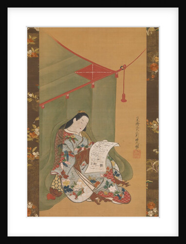 Woman Reading under a Mosquito Net, ca. 1720 by Fuhiken Tokikaze