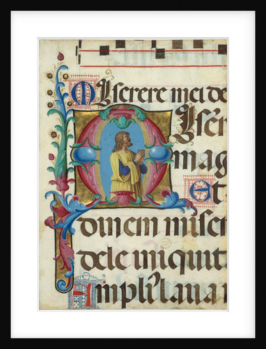 Manuscript Illumination with David in Prayer in an Initial M, from a Psalter, 1501-2 by Girolamo dai Libri