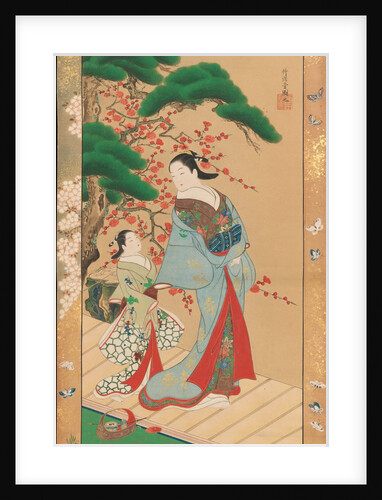 Courtesan and Attendant in Early Spring, early 18th century by Kakondo
