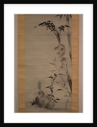 Squirrels on Bamboo and Rock, 19th century by Kano Osanobu