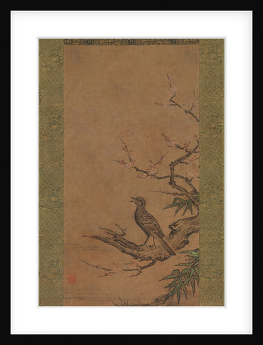 Brown-Eared Bulbul on a Branch of Plum, mid- to late 16th century by Kano Shoei