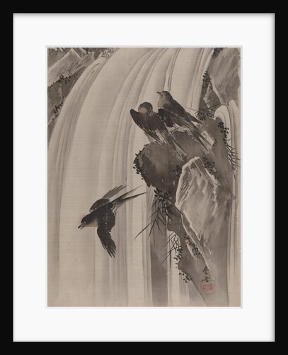 Swallows by a Waterfall, ca. 1887 by Kawanabe Kyosai