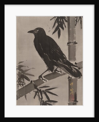 Crow on a Bamboo Branch, ca. 1887 by Kawanabe Kyosai