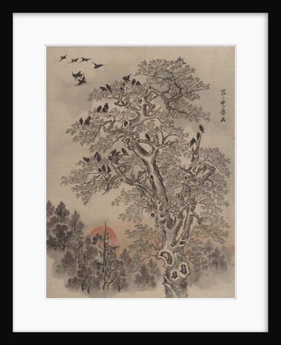 Flock of Crows at Dawn, ca. 1887 by Kawanabe Kyosai
