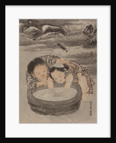 Two Children Playing with Goldfish, ca. 1887 by Kawanabe Kyosai