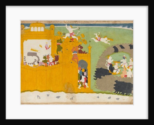 The Monkey Leader Angada Steals Ravana's Crown from His Fortress…, ca. 1725 by Manaku