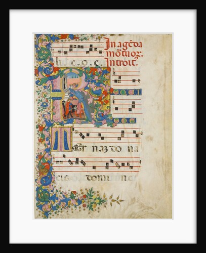 Manuscript Leaf with a Funeral Procession in an Initial R, from a Gradual, second half 15th century by Mariano del Buono