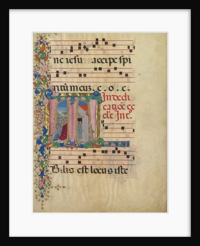 Manuscript Leaf with the Dedication of a Church in an Initial T, from a Gradual, 2nd half 15th cent by Mariano del Buono