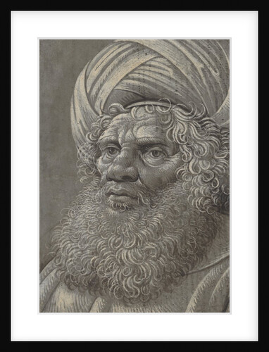 Head of a Bearded Man Wearing a Turban; Latin script, ca. 1510 by Master of the Death of Absalom