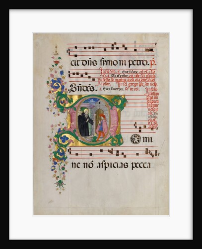 Manuscript Leaf with Saint Benedict Resuscitating a Boy in an Initial D…, second half 15th century by Master of the Riccardiana Lactantius