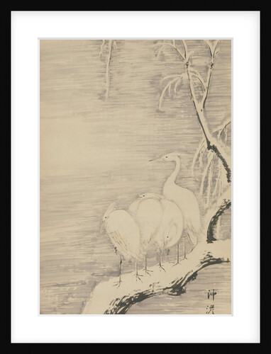 Herons in the Snow, ca. 1840 by Nakabayashi Chikuto