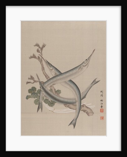 Three Fishes and a Branch, ca. 1890-92 by Seki Shuko