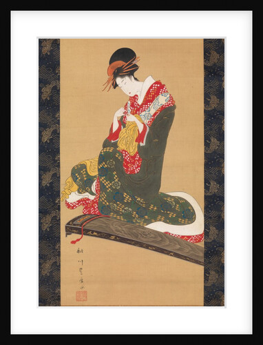Woman Putting on Finger Plectrums to Play the Koto, early 19th century by Utagawa Toyohiro