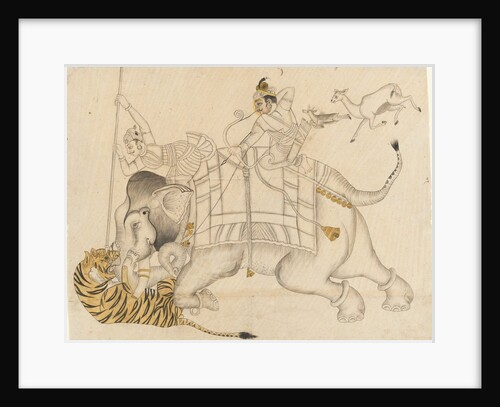 Maharao Shatru Sal II Hunting a Tiger, ca. 1866-89 by Unknown