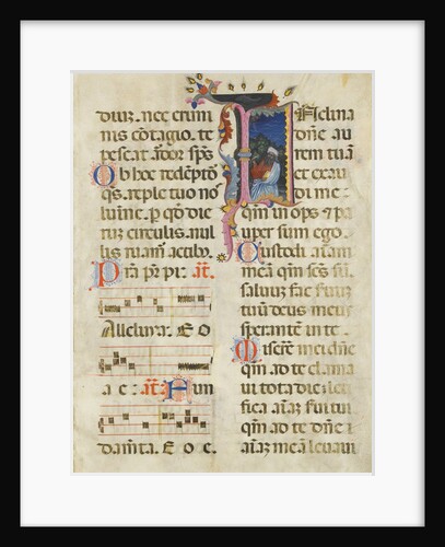Manuscript Leaf with King David in an Initial I, from a Psalter, early 15th century by Unknown