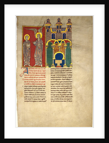 Leaf from a Beatus Manuscript: the Angel of the Church of Sardis with Saint John, ca. 1180 by Unknown