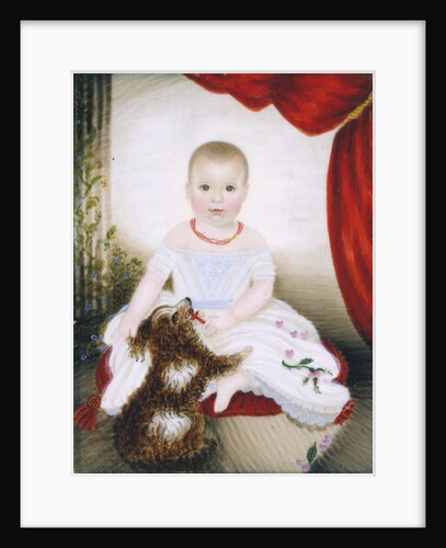 Baby with Rattle and Dog, 1842 by Clarissa Peters