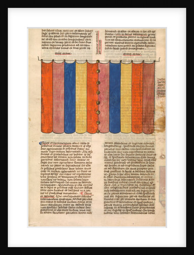 Curtain of the Tabernacle, one of six illustrated leaves from the Postilla Litteralis…, ca. 1360-1 by Nicholas of Lyra