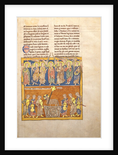 Leaf from a Beatus Manuscript: Seven Angels Hold the Cups of the Seven Last Plagues.., ca. 1180 by Unknown