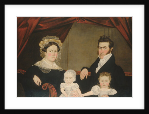 Family Group of Four on Sofa, ca. 1830s by Unknown