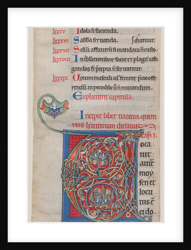 Manuscript Illumination with Initial V, from a Bible, ca. 1175-95 by Unknown