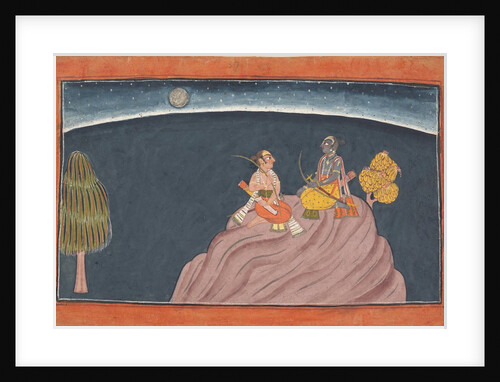 Rama and Lakshmana on Mount Pavarasana: Folio from the Shangri Ramayana series…, c1690-1710 by Unknown