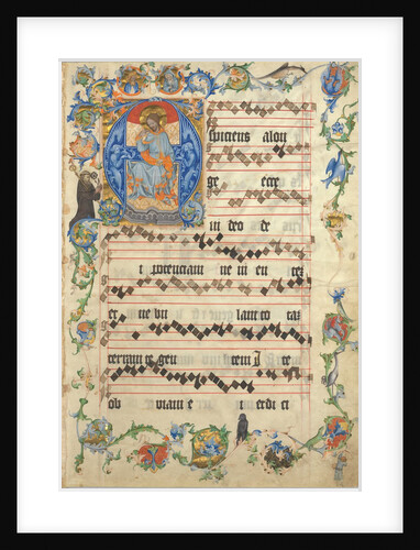 Bifolium with Christ in Majesty in an Initial A, from an Antiphonary, ca. 1405 by Unknown