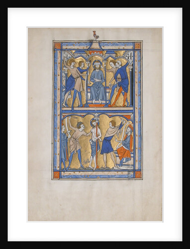 Manuscript Leaf with the Mocking and Flagellation of Christ, from a Royal Psalter, 13th century by Unknown