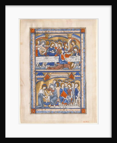 Manuscript Leaf with the Last Supper and the Washing of the Apostles? Feet Leaf…, ca. 1250-70 by Unknown