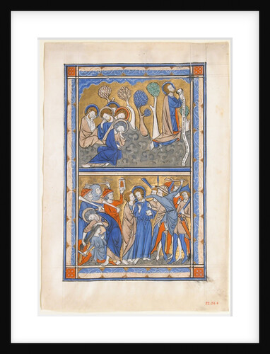 Manuscript Leaf with the Agony in the Garden and Betrayal of Christ, from a Royal Psalter, ca. 1270 by Unknown
