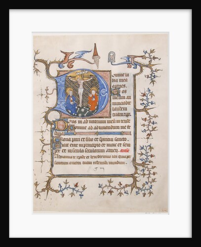 Manuscript Leaf with the Crucifixion in an Initial D, from a Book of Hours, ca. 1350 by Unknown