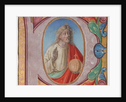 Manuscript Illumination with Salvator Mundi in an Initial P, from a Choir Book, early 16th century by Unknown